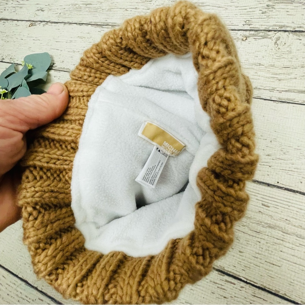 MICHAEL Michael Kors Cable Knit Faux Fur Pom Beanie - Picture 5 of 7